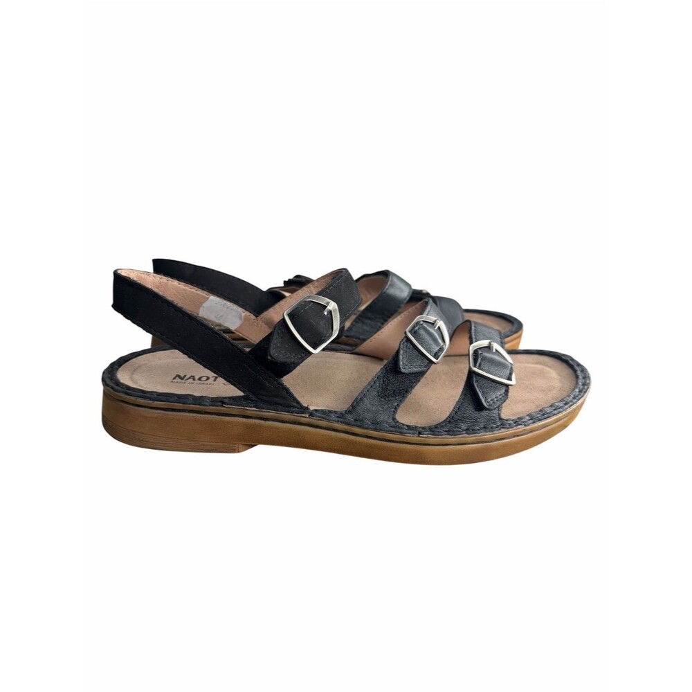 Naot Lamego Sandals size 9M/40 Black Velvet Nubuck Buckle Flat Comfort Shoes